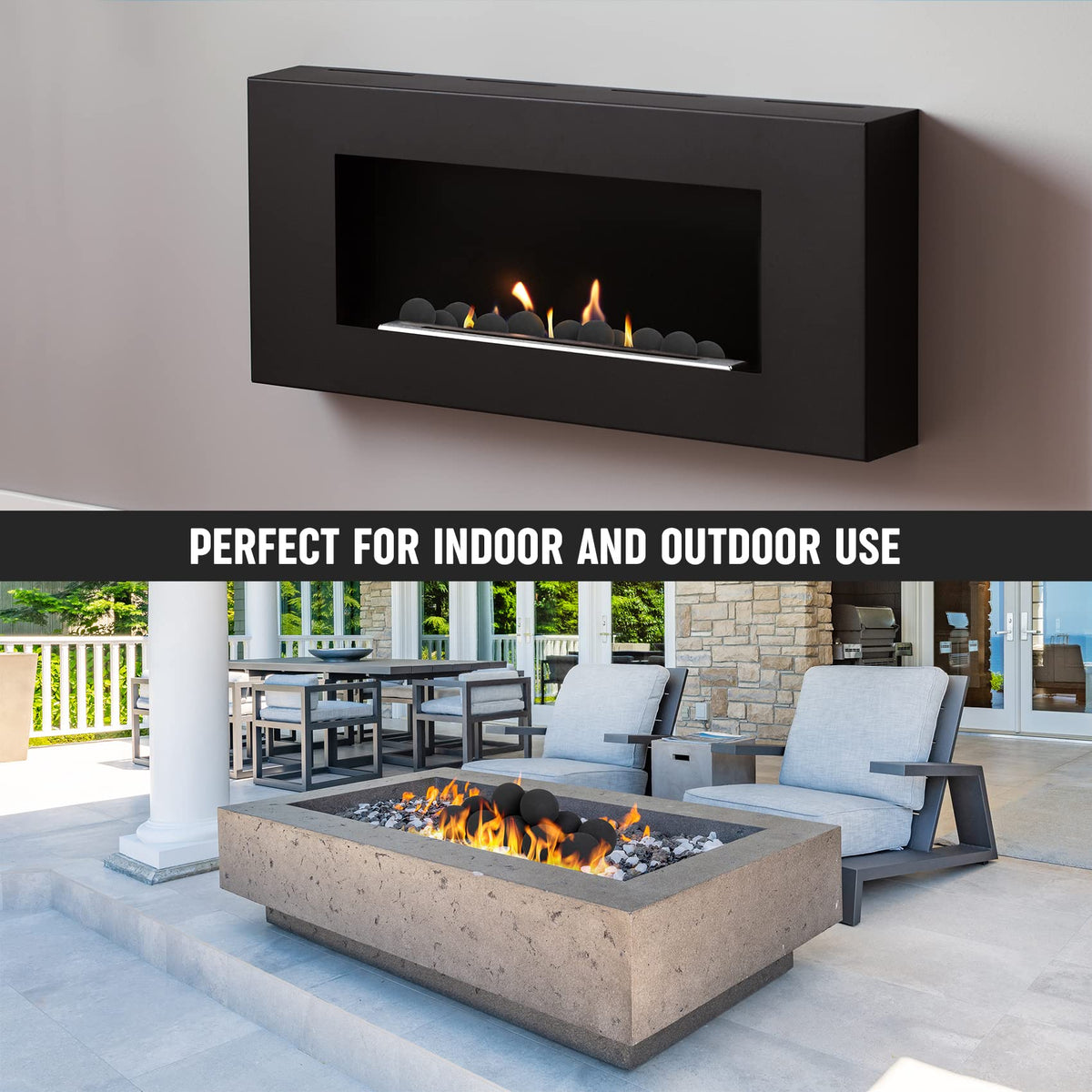 Stanbroil 4” ceramic stones in outdoor decor application for pits