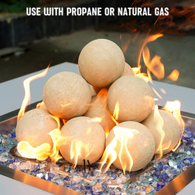Stanbroil ceramic lava stones blended with fire glass for a unique fire display