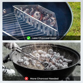Stanbroil grill basket with wood chips for smoky flavor.