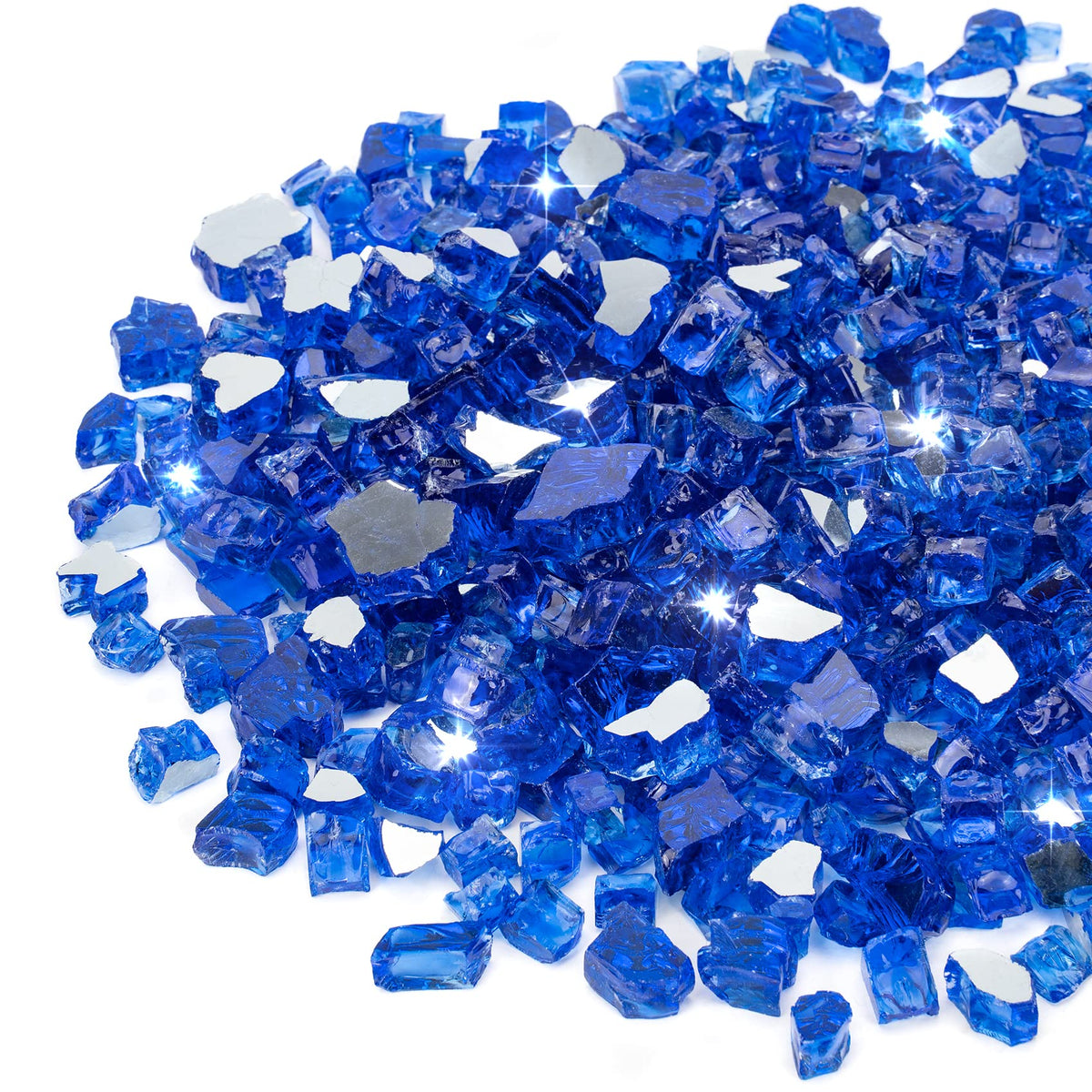 Stanbroil cobalt blue reflective fire glass enhances flame color in gas fireplaces
