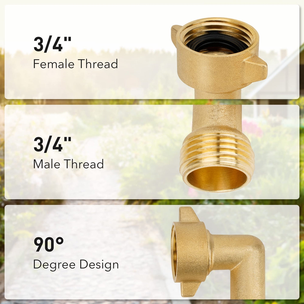Compact 90-degree fitting saves space near faucet