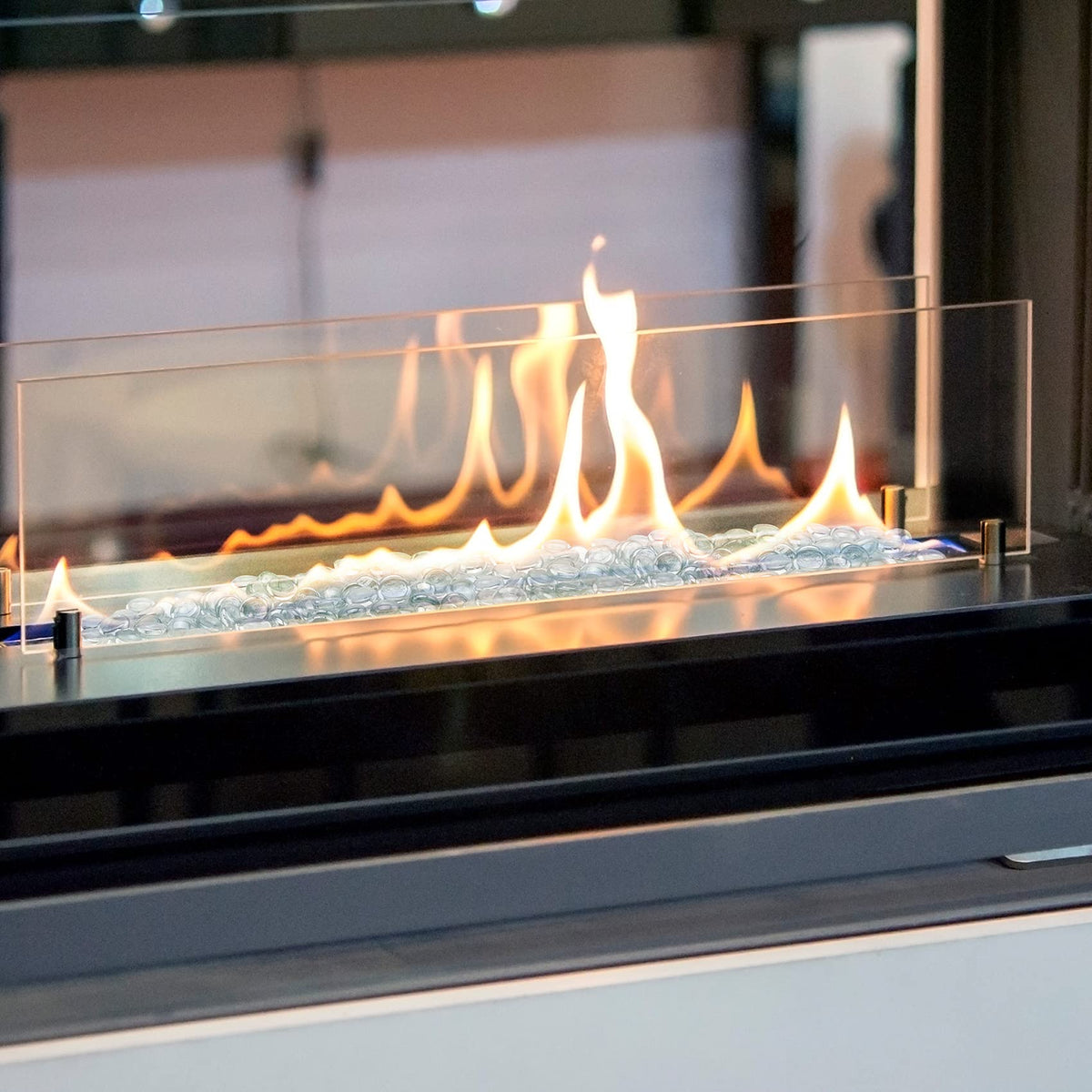 Stanbroil crystal ice luster fire glass drops eco-friendly décor for modern landscapes and water features.