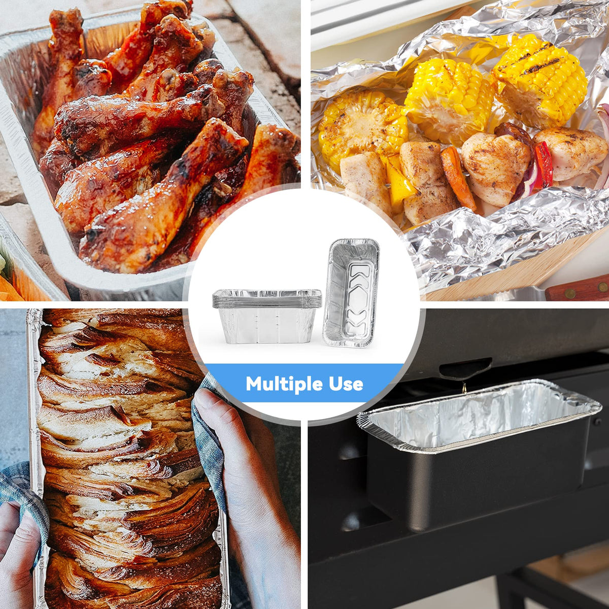 Stanbroil 10-pack disposable aluminum drip pans for quick cleanup.