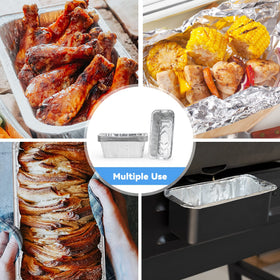 Stanbroil 10-pack disposable aluminum drip pans for quick cleanup.
