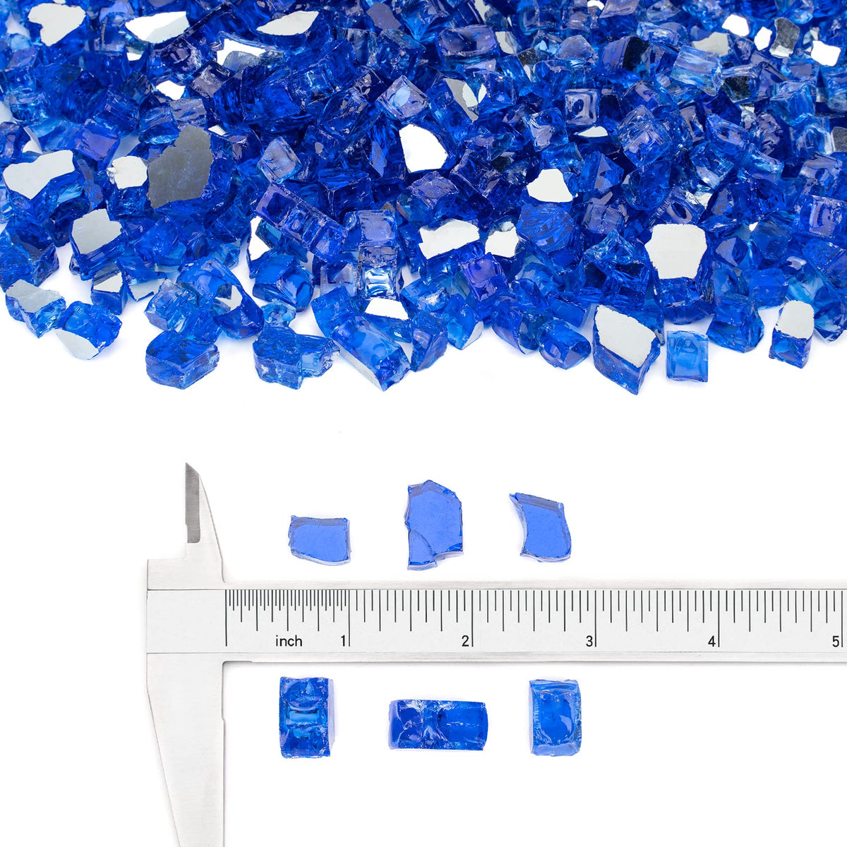 Stanbroil cobalt blue fire glass beads create a jewel-like glow for gas fireplaces.