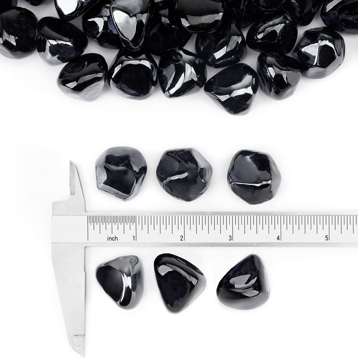 Stanbroil Onyx Black Luster fire glass 1/2-inch diamonds in-use glow for gas pits