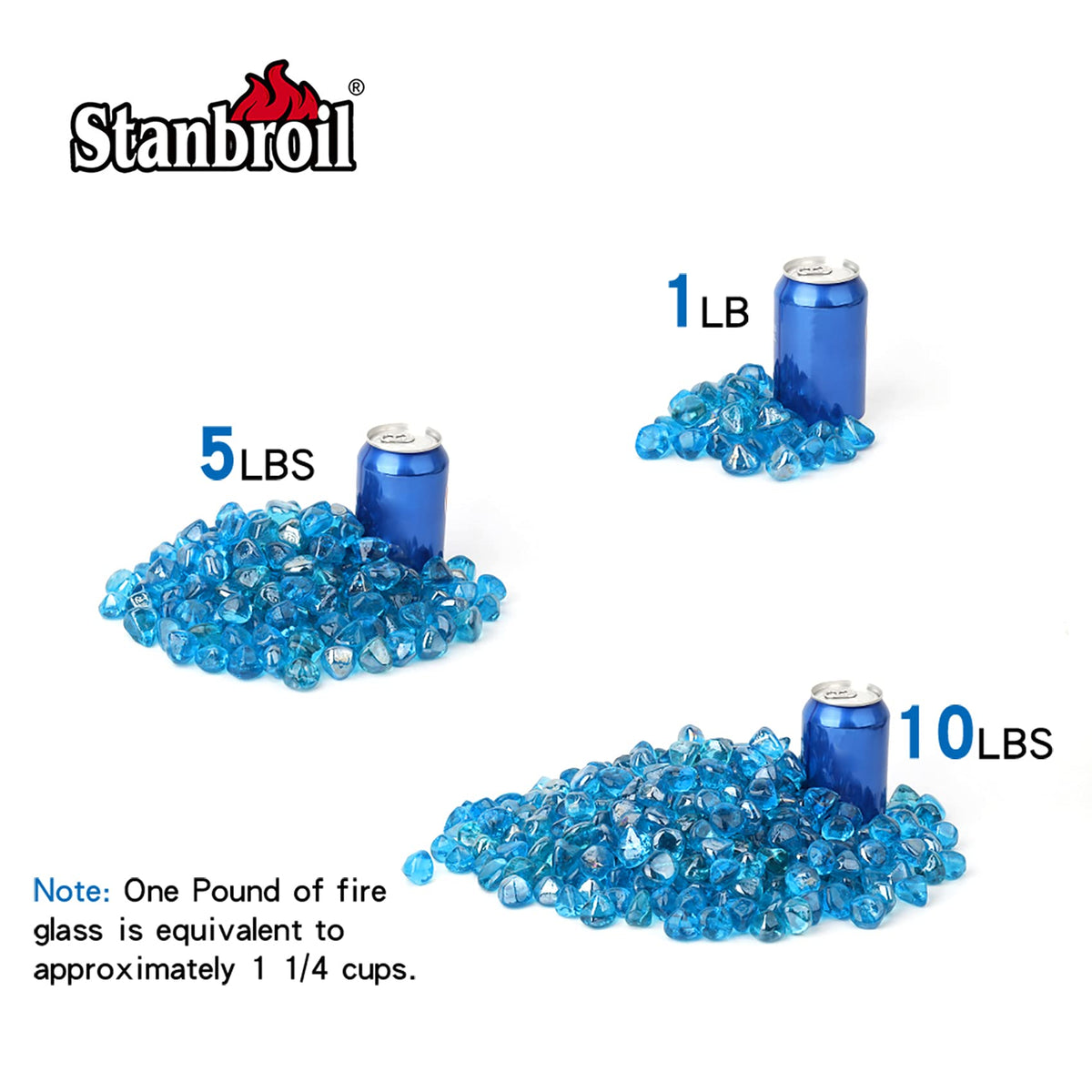 Stanbroil fire pit décor with Caribbean Blue Luster diamonds for a vibrant glow.