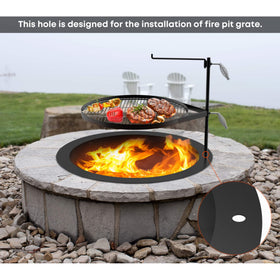Stanbroil fire pit ring inner diameter focus shows generous inner space for fire