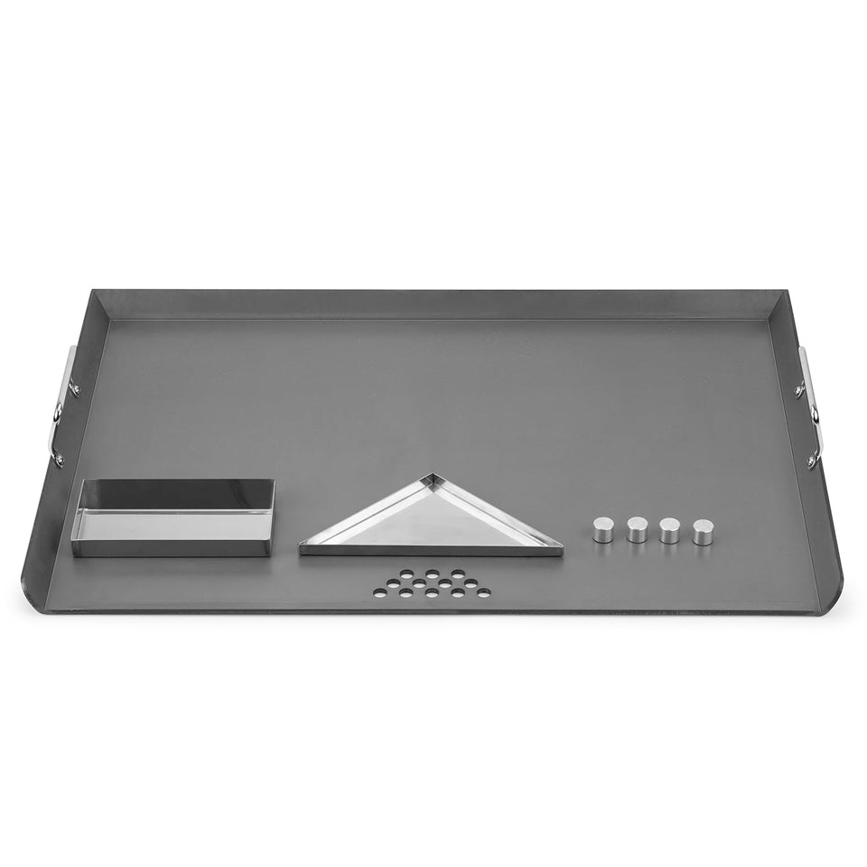 Stanbroil flat-top griddle front view on a 30-inch range with even heating