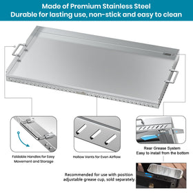 Stanbroil flat-top griddle installation on Blackstone setup demonstrates compatibility and easy mounting.
