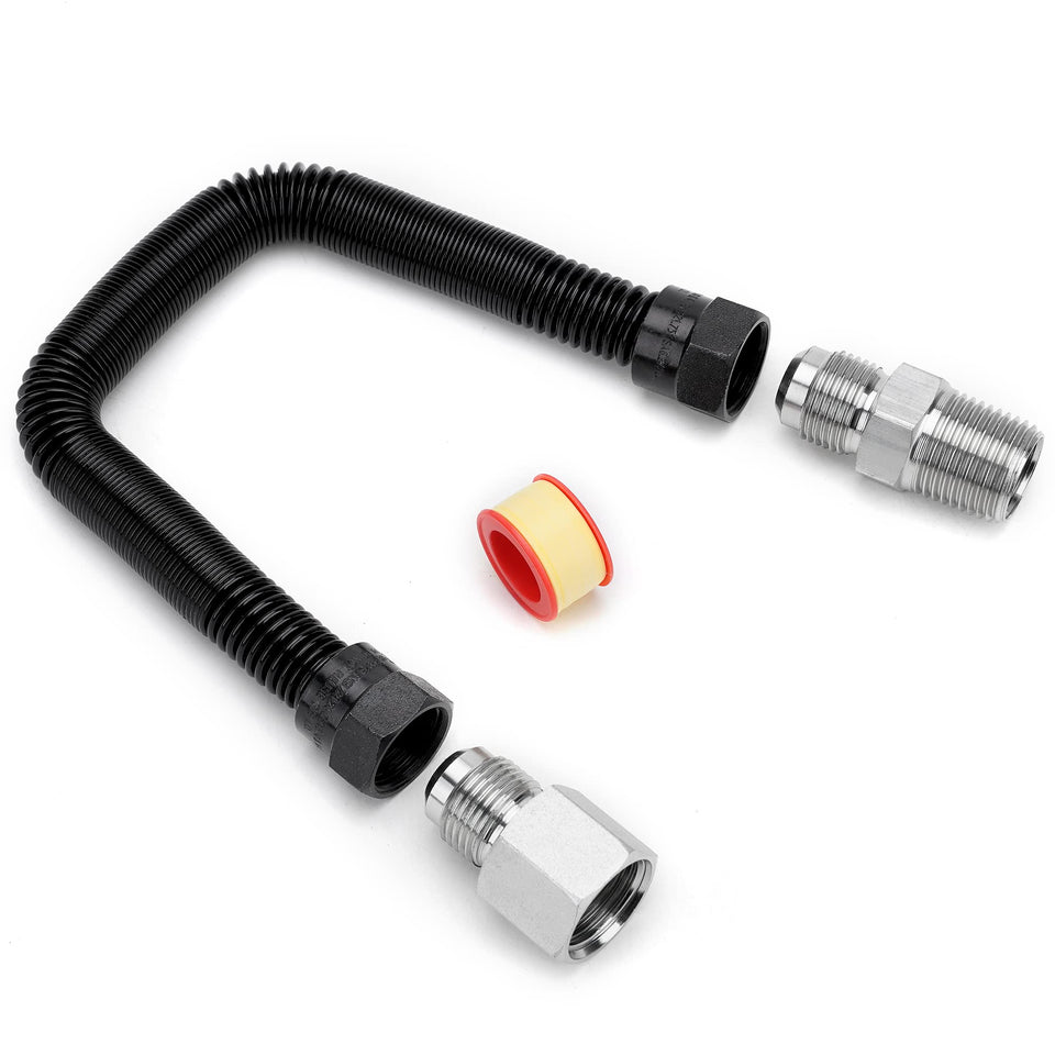 Stanbroil flex gas line 12in with connection end for quick setup