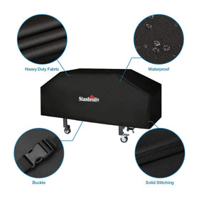 Stanbroil griddle cover fabric close-up shows waterproof PVC coating