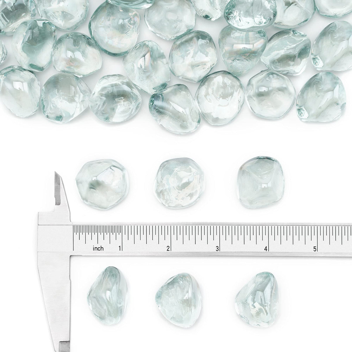 Stanbroil half-inch fire glass diamonds in Crystal Ice for fire pits with durable heat reflection.