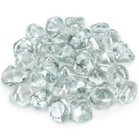 Stanbroil half-inch fire glass diamonds in Crystal Ice for fireplace ambience and enhanced flame sparkle.