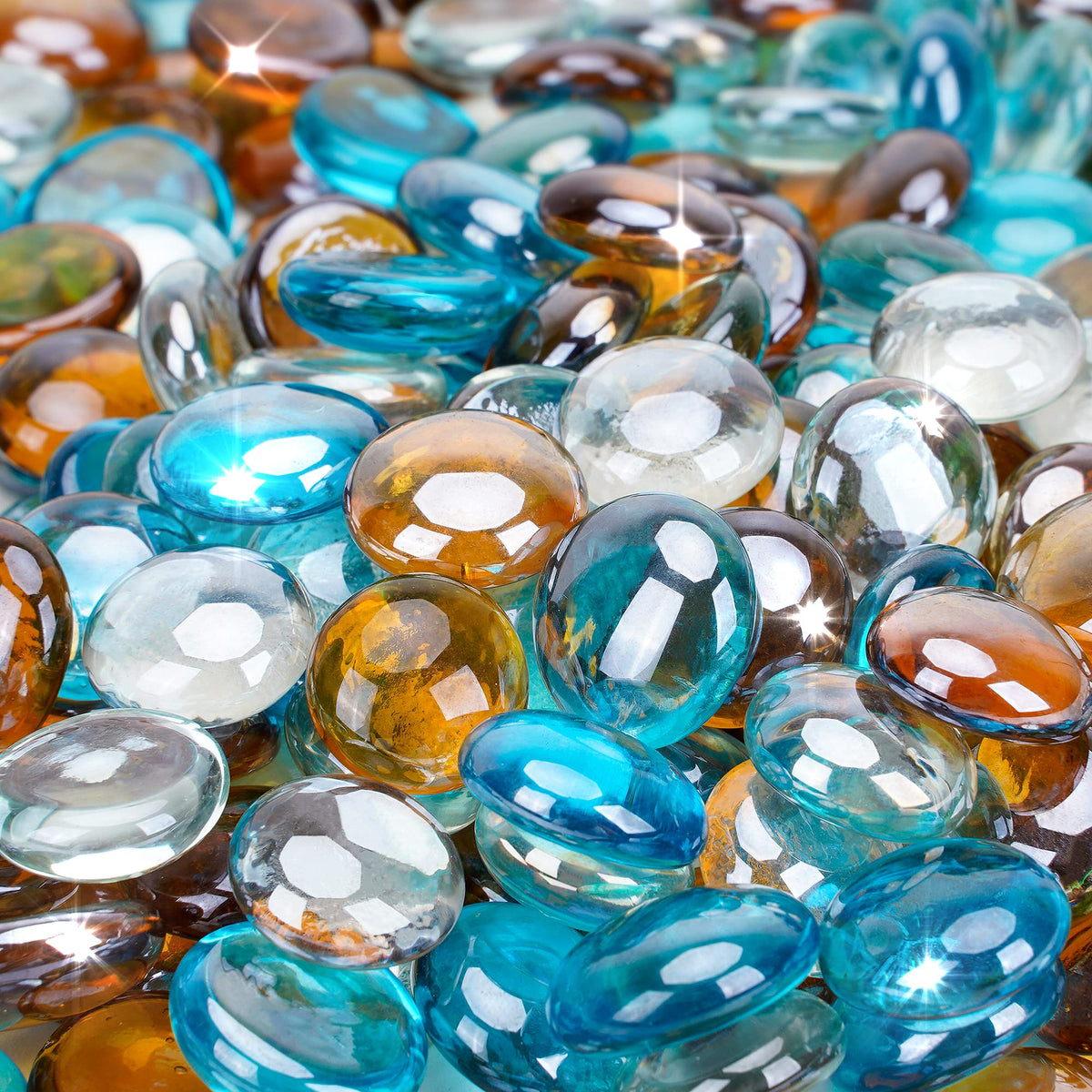 Stanbroil half-inch Caribbean Blue drops create vibrant glow in gas fireplaces.