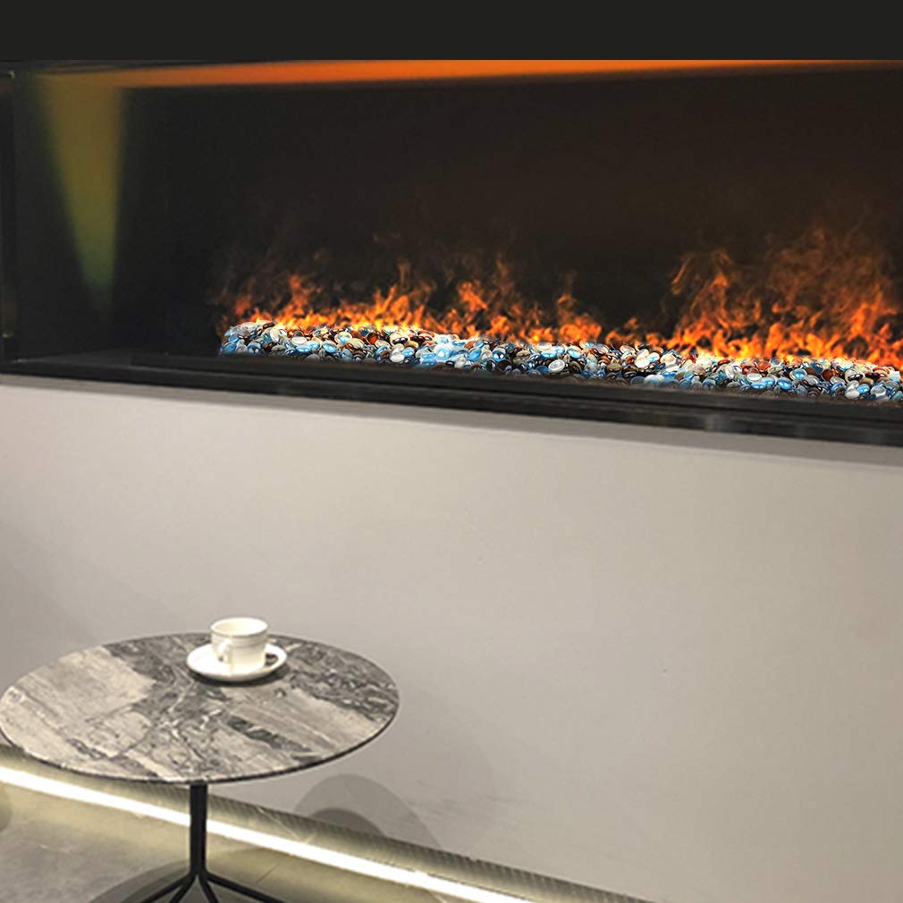 Stanbroil outdoor fire pit with blended glass for dramatic color effects.