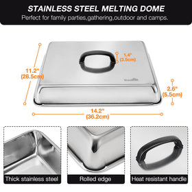 Stanbroil melting dome speeds cheese melting on burgers and sandwiches.