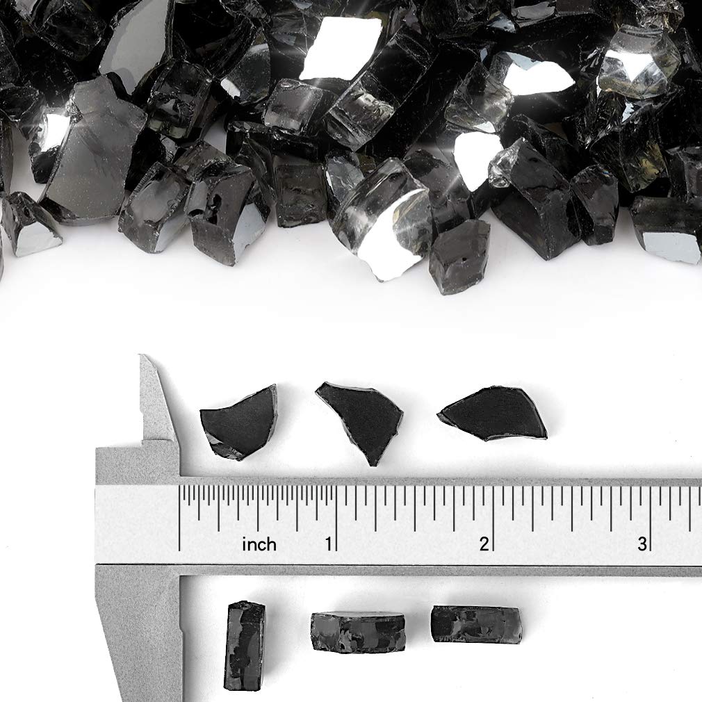 Stanbroil Onyx Black fire glass 1/4-inch tempered pieces arranged in a fireplace for modern style