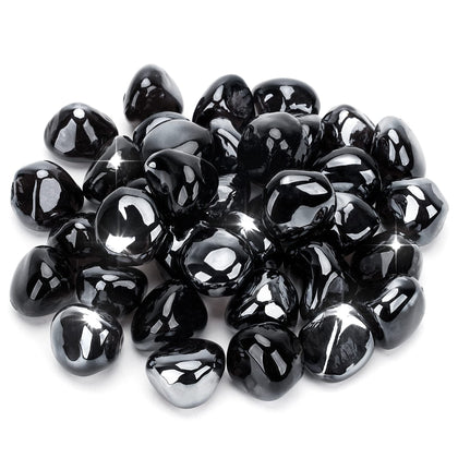 Stanbroil Onyx Black Luster fire glass diamonds closeup showing rich color and shine