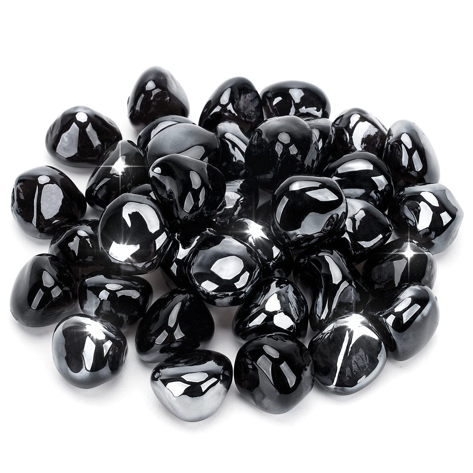 Stanbroil Onyx Black Luster fire glass diamonds closeup showing rich color and shine