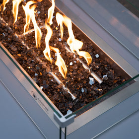 Stanbroil outdoor fire bowl with glass adds nighttime sparkle