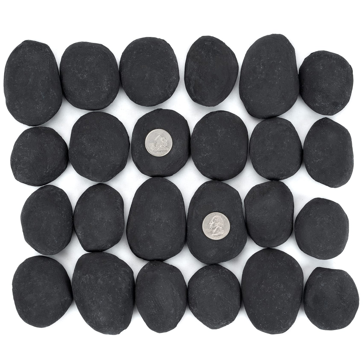 Stanbroil 24pc ceramic pebble stones in black for ventless gas inserts
