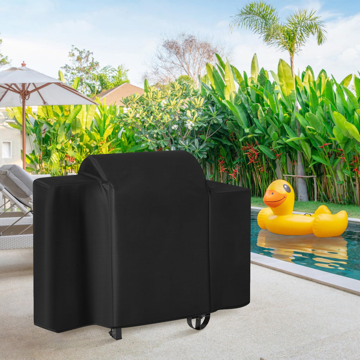 Stanbroil deluxe 72444 side view guards vents and trays from elements