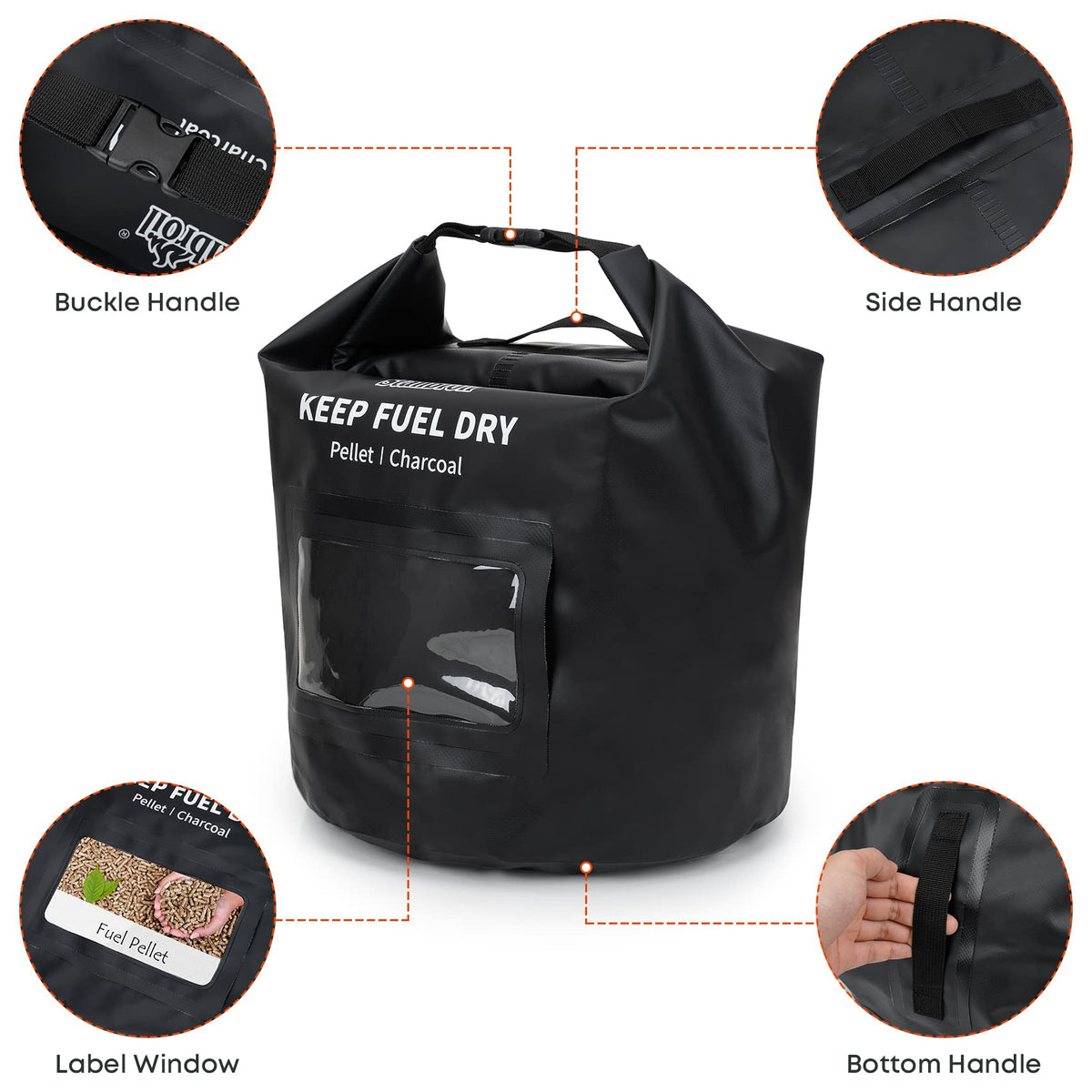 Stanbroil portable storage bag showing 11.8-inch diameter and 18-inch height.