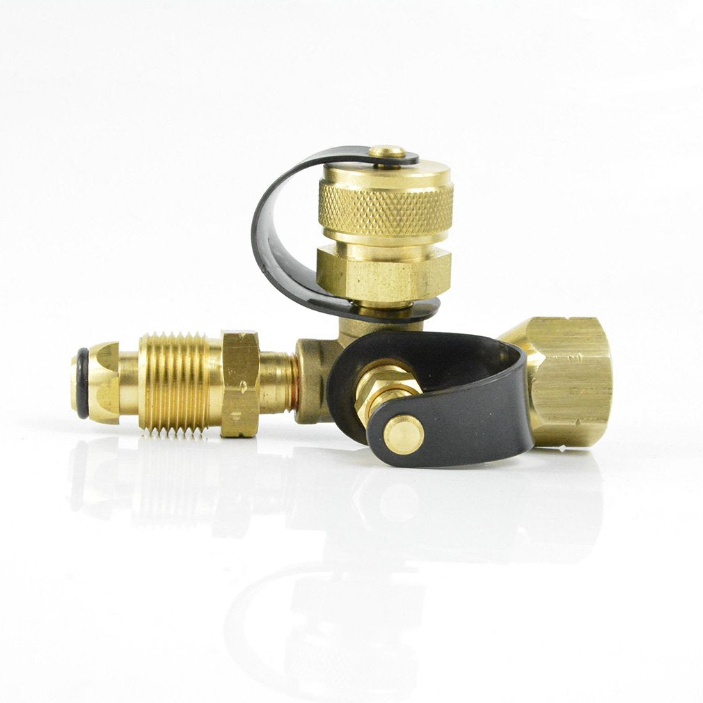 Stanbroil propane brass tee adapter with four ports for RV gas hookups
