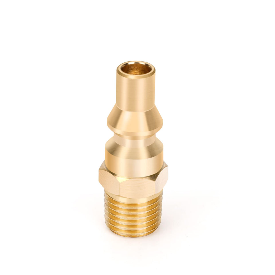 Stanbroil propane quick-connect fitting with full-flow male plug for RV hookups.