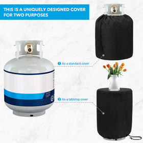 Stanbroil propane tank cover fabric close-up shows durable, UV-resistant material.