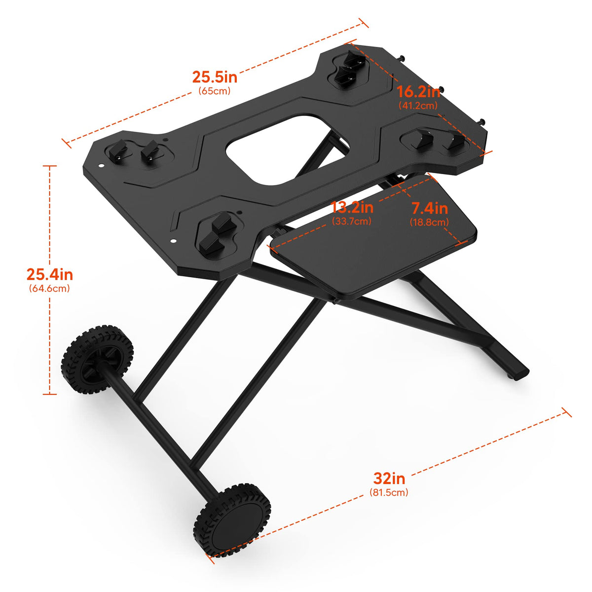 Stanbroil Weber Q cart folded for easy storage during travel.