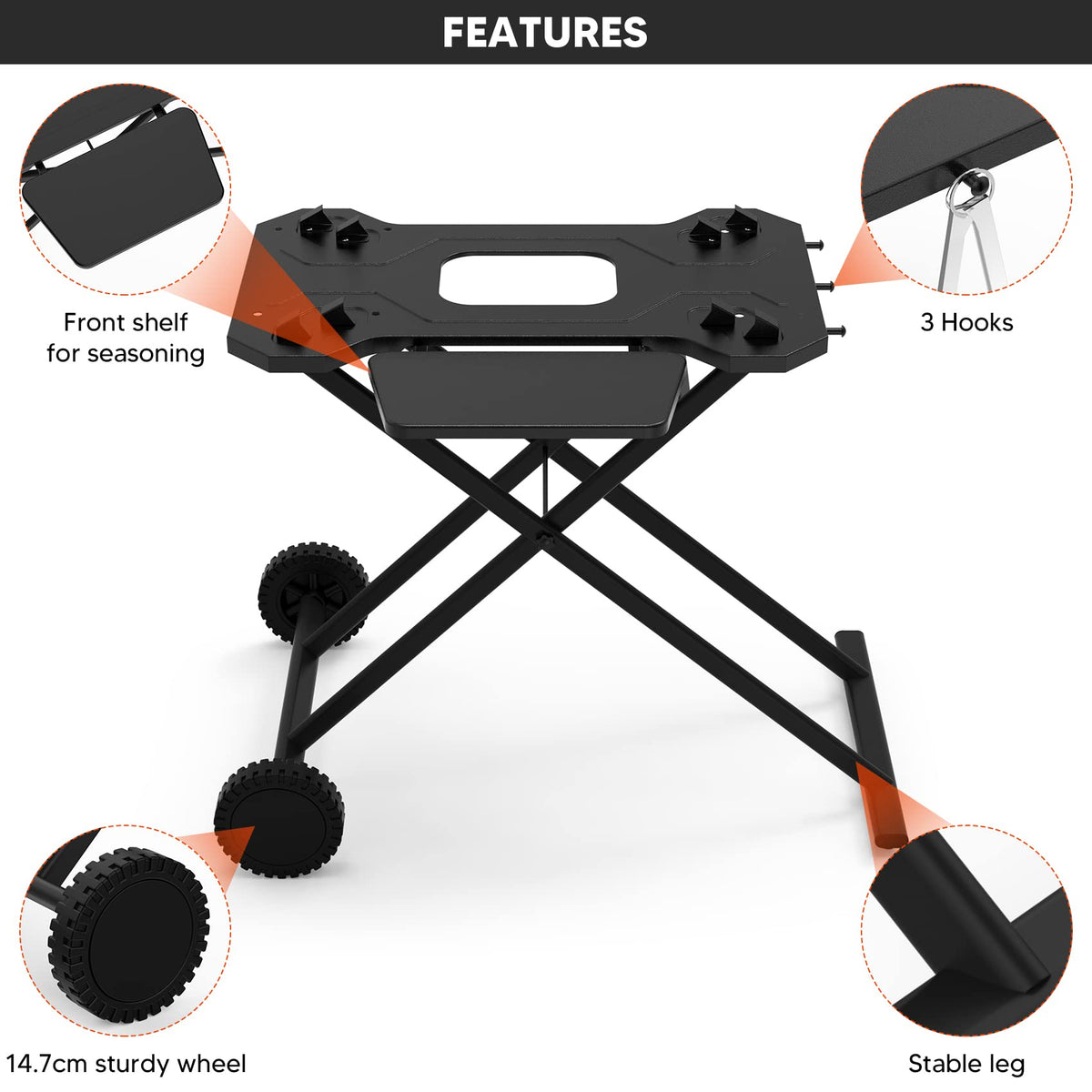 Stanbroil Weber Q cart assembly takes minutes with wheels attached.