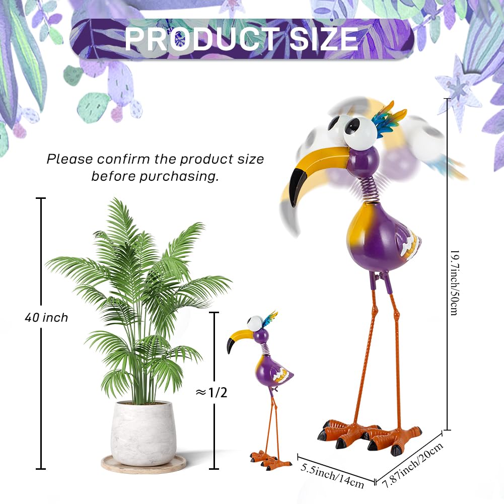 STANKGARDEN metal bird yard sculpture with detailed eyes enhances yard focal point.