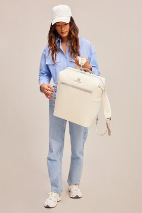 STANLEY All Day Madeleine Midi Cooler Backpack uses recycled materials for sustainable outings.