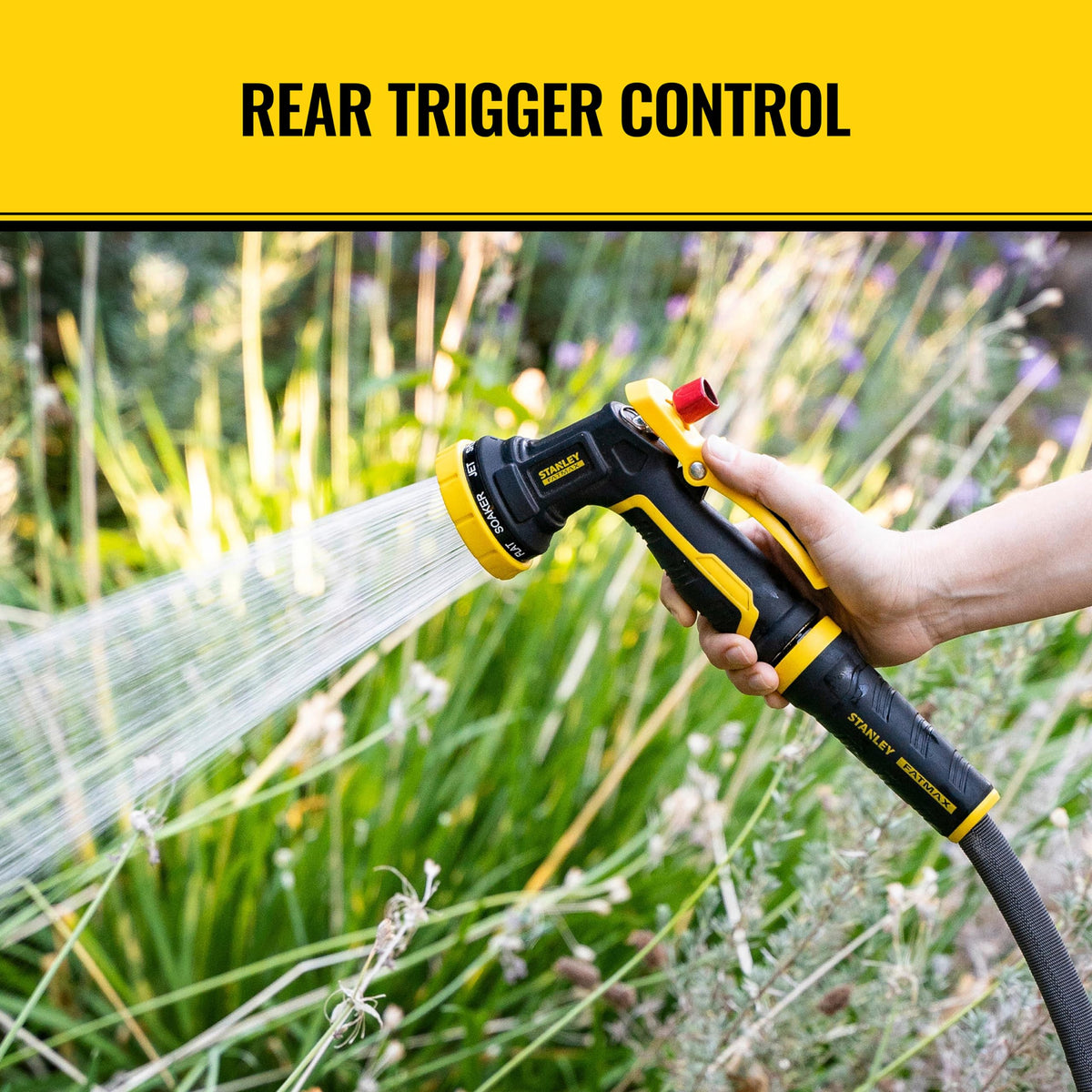 Stanley FatMax cone spray concentrates mist for targeted cleaning tasks.
