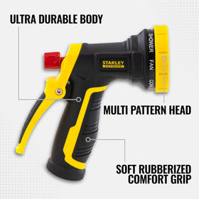 Stanley FatMax nozzle in shower mode provides gentler, thorough rinsing for patios and plants.