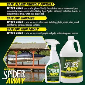 Star Brite Spider Away multi-surface compatibility safe on plastic, wood, metal, and fabrics.