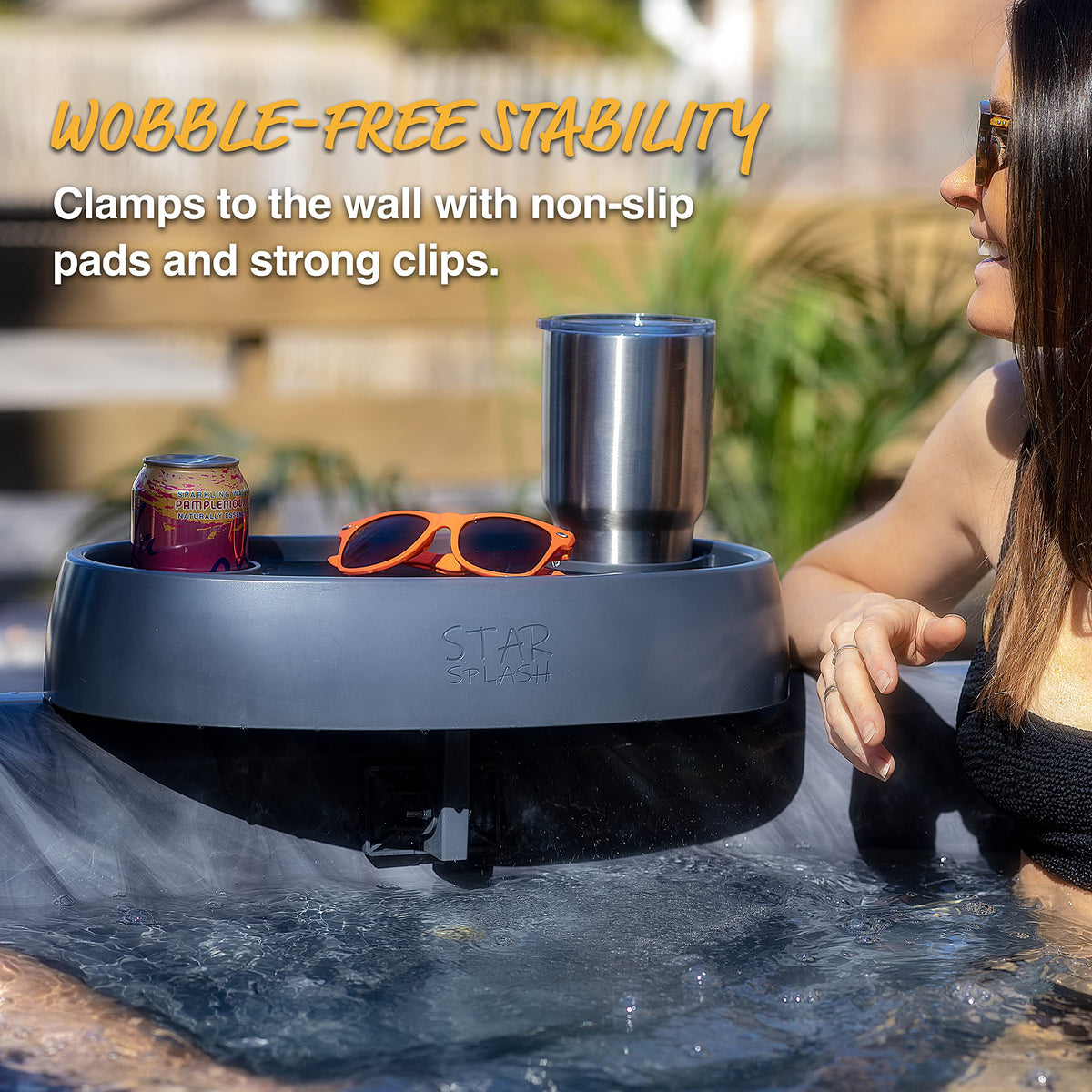Star Splash keeps essentials within arm's reach during outdoor spa days