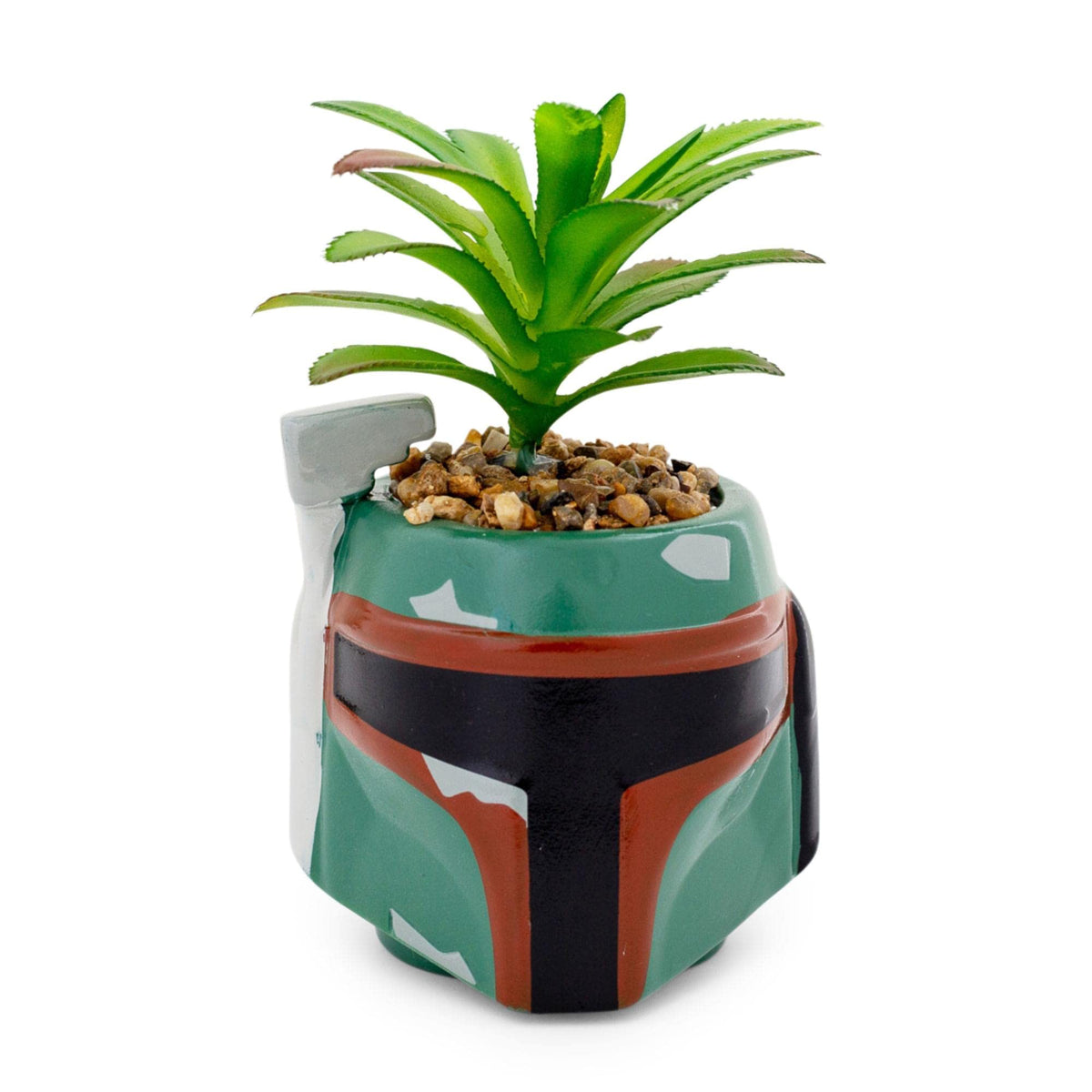 Star Wars Boba Fett helmet planter in ceramic adds sci-fi desk decor