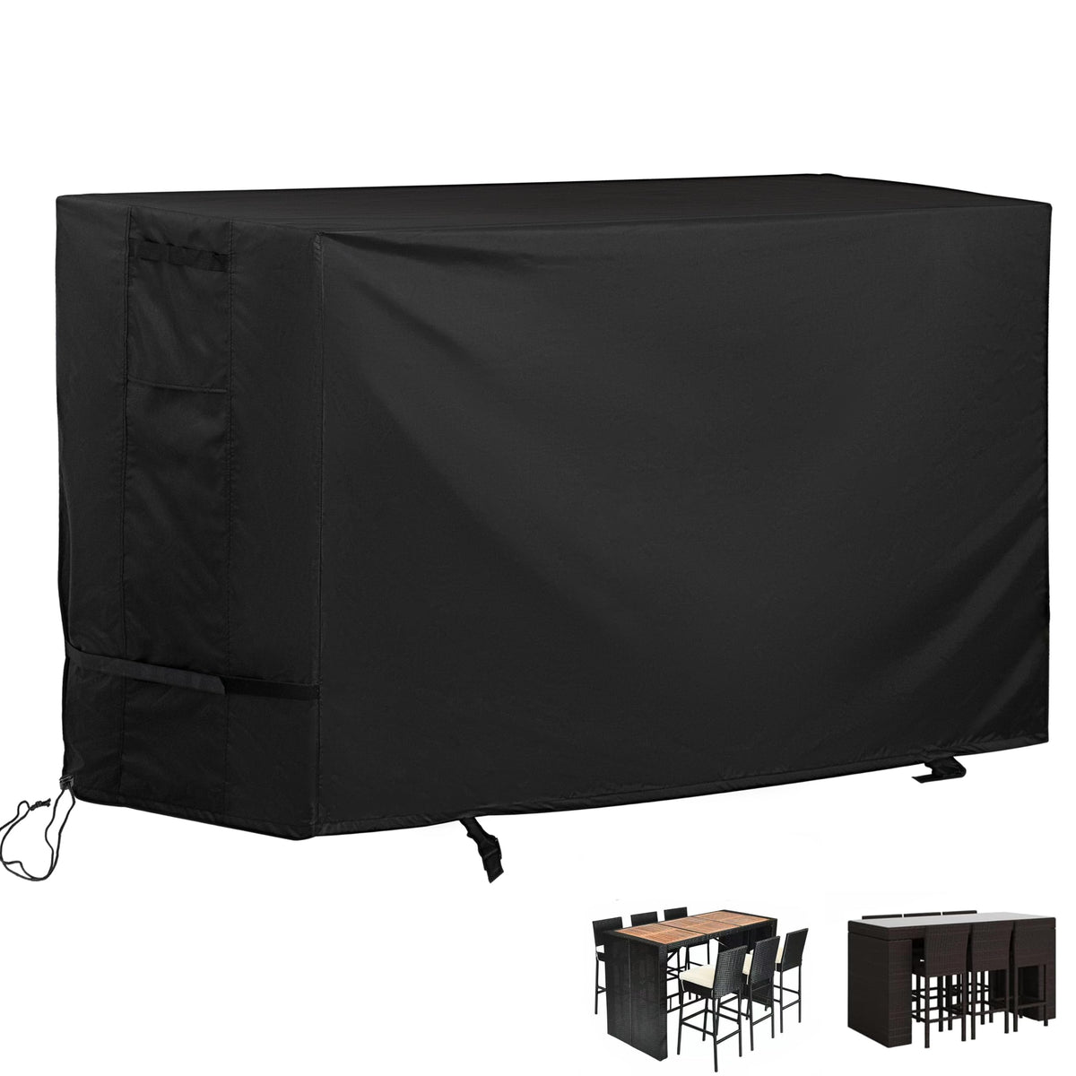 Starcrew bar height patio set cover on a 6-person dining set, protecting from rain and sun