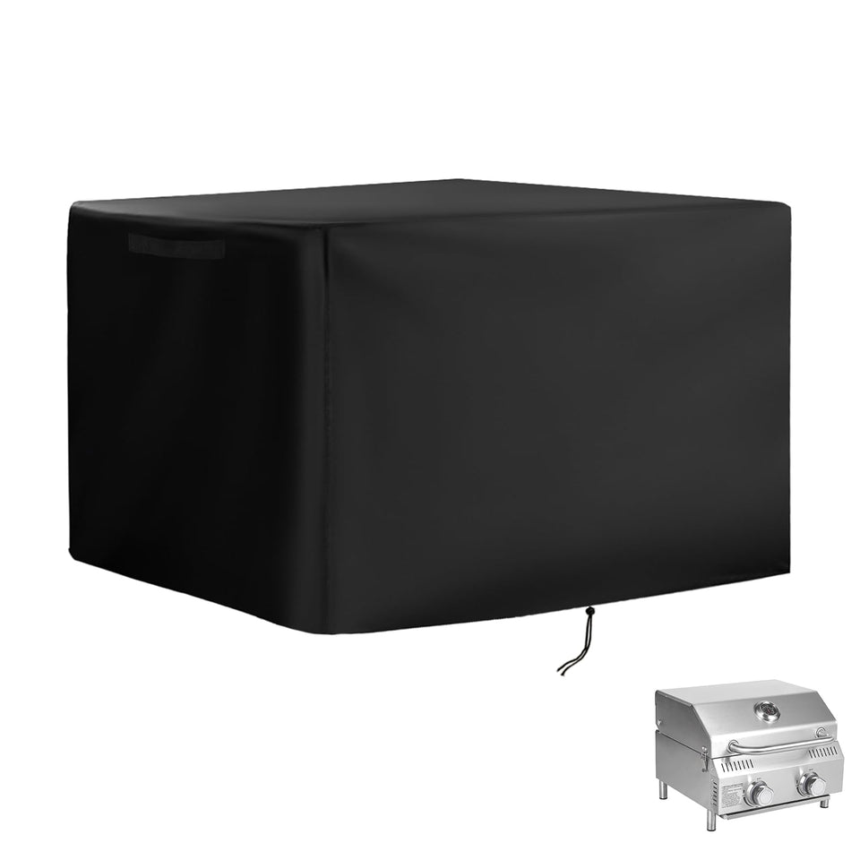 Starcrew grill cover over Bestfire 2-burner grill protecting from rain and wind