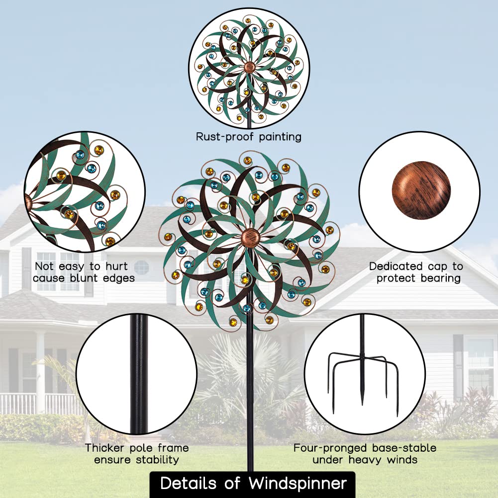 Stargarden wind spinner metal detail highlights anti-rust finish and sturdy welds