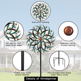 Stargarden wind spinner metal detail highlights anti-rust finish and sturdy welds