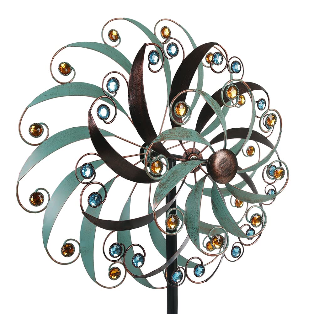 Stargarden wind spinner side view shows tall design for visible yard art