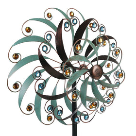 Stargarden wind spinner side view shows tall design for visible yard art