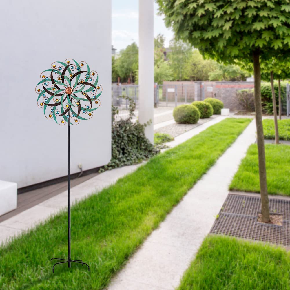 Stargarden wind spinner in sunlight highlights movement and color