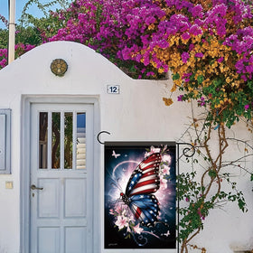 Starlit Patio butterfly wings feature American flag pattern for bold outdoor display.