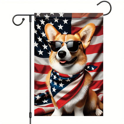 Starlit Patio corgi flag with American bandana for charming curbside decor.