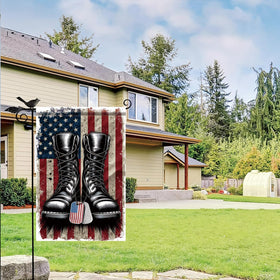 Starlit Patio dog tag flag detail—symbolic, eye-catching veteran tribute display
